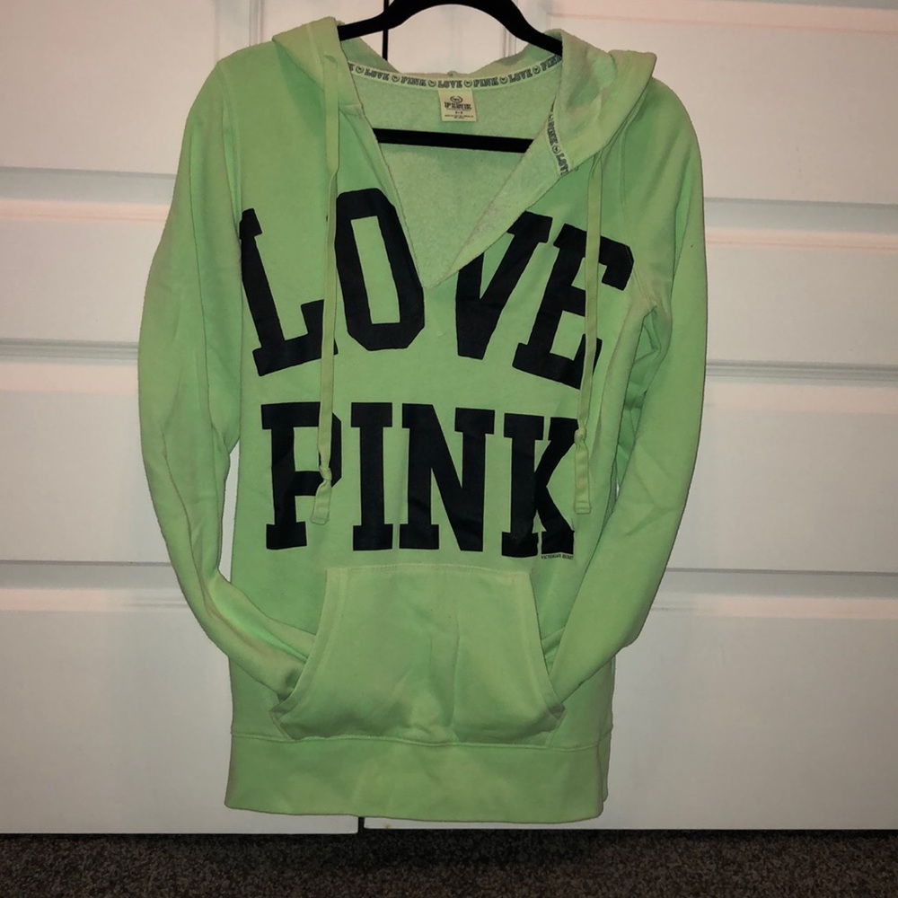 VS PINK Green VNeck Hoodie Small
